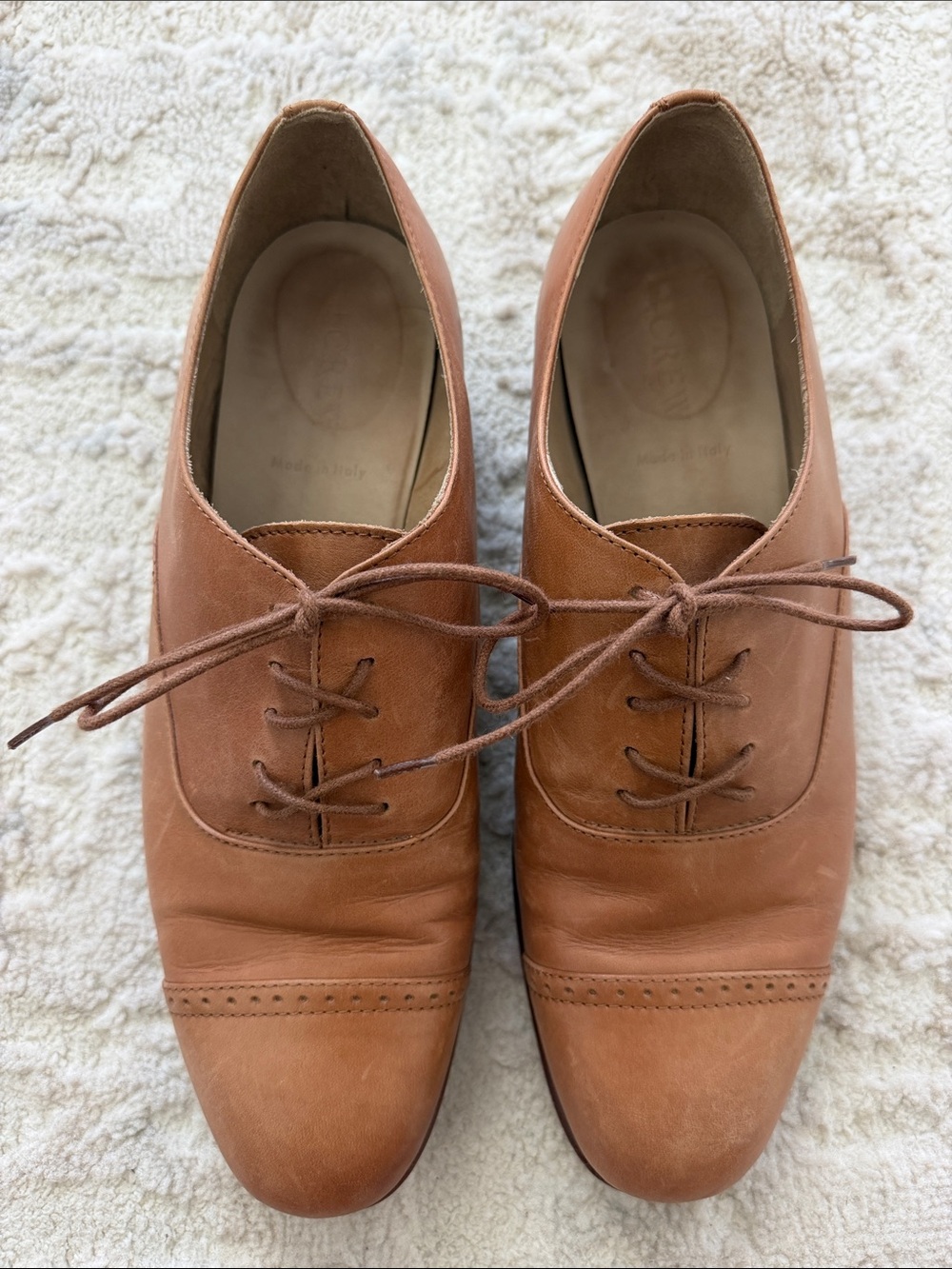 J. Crew Women's Tan Leather Oxford Flats